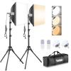 Torjim Softbox Photography Lighting Kit, 16'' x 16'' Professional Softbox Lighting Kit with 85W 3000-7500K LED Bulbs, Studio Lights for Photography/Video Recording/Live Streaming/Portraits Shooting view 1