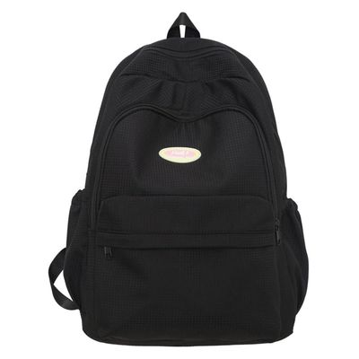 DUNBRI NEW Solid Color Trendy Backpack Cute Women Bag Kawaii Travel Backpack Large Capacity Waterproof Laptop Backpack Men (Black)