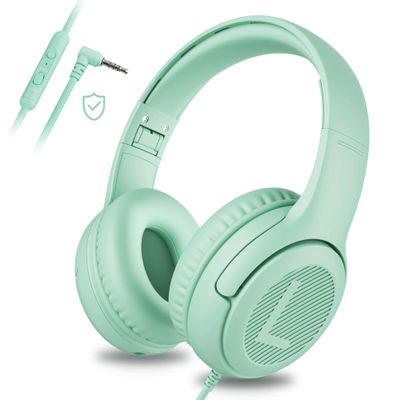 awatrue Kids Headphones for School Toddler Wired with Microphone Plug in Bulk Boys Headset Girls 3+ Year Old Green