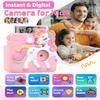 Kids Camera Instant Print with Silicone Cover, Creative Gifts for Girls Age 4-12 Birthday Christmas, 1080P Digital Camera Toy with 32GB SD Card - Pink view 2