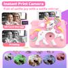 Kids Camera Instant Print with Silicone Cover, Creative Gifts for Girls Age 4-12 Birthday Christmas, 1080P Digital Camera Toy with 32GB SD Card - Pink view 3
