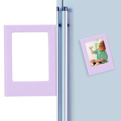 Powerful Magnet Picture Frames DIY Splicable Small Photo Frame for Instant Camera Mini Photos with Glue Design ABS Material, Lightweight and Convenient (Purple)