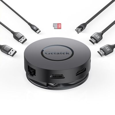 Getatek USB C Hub, 7 Ports Multiport Adapter with Dual HDMI Adapter, Type-C 100W PD Charging, 2* USB 3.0,Gigabit Ethernet, Card Reader, USB-Dongle for MacBook Pro/Air (USB C Dock Dual HDMI)