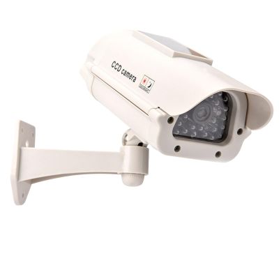 UPQRSG Solar Power Dummy Fake Camera, Solar Powered Simulated Surveillance Cameras with 1 Flashing Red LED Light/CCTV Sticker, Home Surveillance Simulation Waterproof Camera