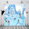 CORFOTO 7x5ft Fabric Penguin Photography Backdrop Cartoon Arctic Background Winter Animal Decorations Kids Penguin Themed Birthday Party Supplies Baby Shower Backdrop Photoshoot Studio Booth Props view 3