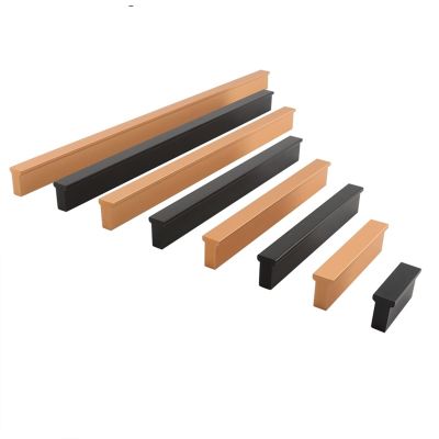FIDEMM 1Pcs Rose Gold Black Handle Modern Minimalist Kitchen Cabinet Drawer Aluminum Profile Wardrobe Bathroom (Color : Black)