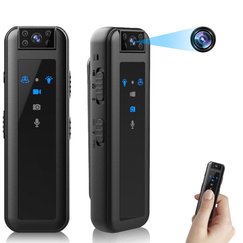 Bewinner Wearable Body Camera, Mini Video Recorder with Night Vision, 1080P 180 Rotatable Lens Portable Video Camera for Walking Riding Outdoor Home