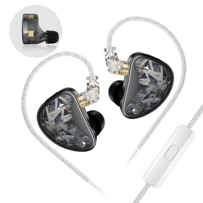 KZ AS24 in-Ear Monitors HiFi Earphone Wired,Tuning Version with Mic,Black