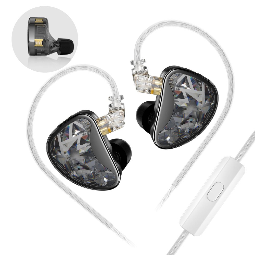 KZ AS24 in-Ear Monitors HiFi Earphone Wired,Tuning Version with Mic,Black