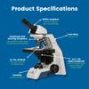 Accu-Scope Compound Microscope EXC-121 - Monocular Head, 40-1000X Magnification, Achromat Objectives, Mechanical Stage view 2