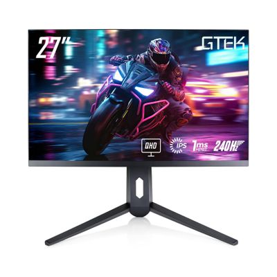 GTek 27 inch 240Hz 2K Gaming Monitor, QHD 2560 x 1440P Computer Monitor, Extreme Low Motion Blur, Fast IPS 1ms MPRT, DisplayPort/HDMI, VESA, Height Adjustable- Q2740P