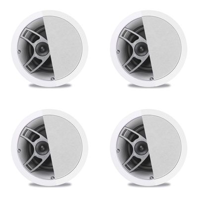 Polk Audio MC60 2-Way in-Ceiling 6.5" Speakers, 2 Pairs (4 Speakers) | Perfect for Damp and Humid Indoor/Enclosed Areas | Bathrooms, Kitchens, Patios (White, Paintable-Grille)