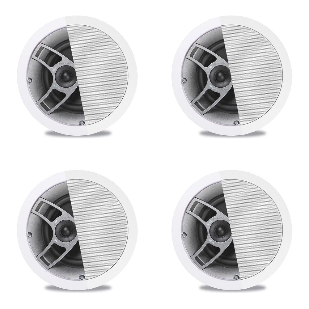 Polk Audio MC60 2-Way in-Ceiling 6.5" Speakers, 2 Pairs (4 Speakers) | Perfect for Damp and Humid Indoor/Enclosed Areas | Bathrooms, Kitchens, Patios (White, Paintable-Grille)