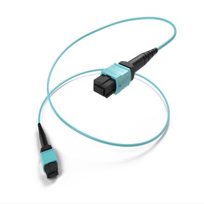 1 Meter OM4 12-Fiber MTP Female to MTP Female Trunk Cable, 100Gig, OFNP Plenum Rated, Type B Polarity, Corning Glass, High-Density Backbone Fiber for Data Center, SAN, Telecom, Rack Systems