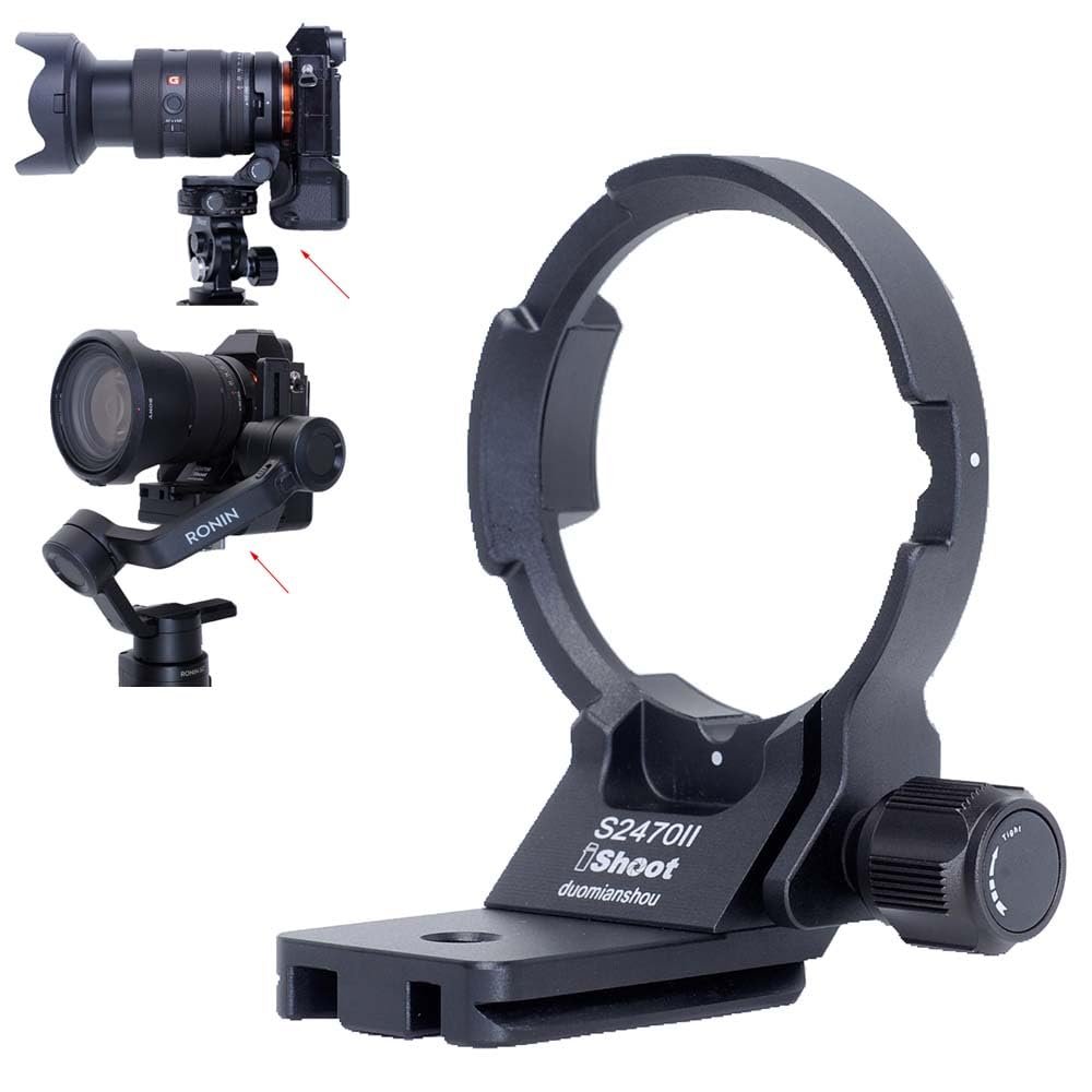 iShoot Lens Collar Tripod Mount Ring Compatible with Sony FE 16-35mm F2.8 GM II, FE 20-70mm F4 G, FE 24-70mm f/2.8 GM II, Support Compatible with Arca-Swiss Fit Quick Release Plate Clamp & Stabilizer