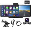Portable Car Stereo Wireless Apple Carplay & Android Auto 10.26" 2K DVR + 1080P Rear Camera Touchscreen Car Monitor Bluetooth with 32G TF Card Mirror Link/AUX/FM Transmitter for All Vehicle Truck view 1