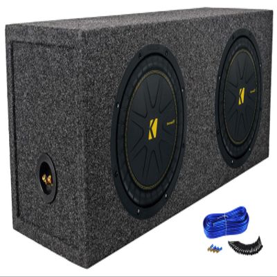 (2) Kicker 50CWCD104 CompC 10" DVC Subwoofers Bundle with Rockville Sealed Sub Box Enclosure CWCD104 (4 Items)