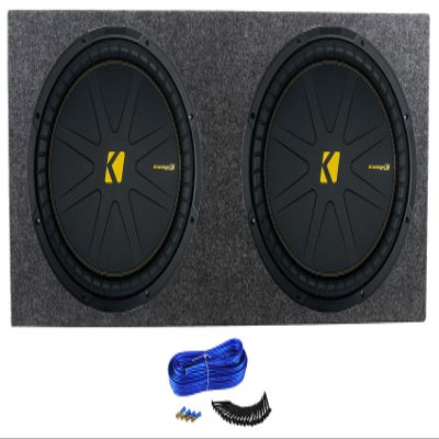 (2) Kicker 50CWCD154 CompC 15" DVC Subwoofers Bundle with Rockville Sealed Sub Box Enclosure CWCD154 (4 Items)