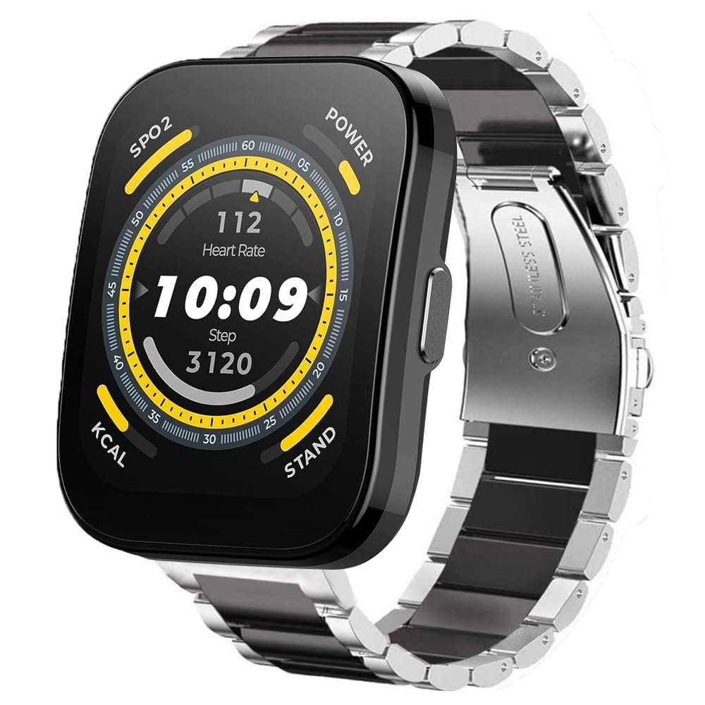 Compatible for Amazfit Bip 5 Band, Quick Release Stainless Steel Metal Replacement Straps Compatible for Amazfit Balance / Bip 5 / Cheetah Pro / Cheetah / GTR 47mm / GTR 2 / GTR 3 / GTR 3 Pro / GTR 4