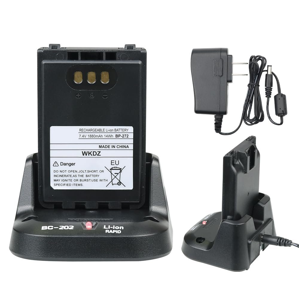 BC-202 Walkie Talkie Desktop Charger Base for ICOM ID-31A ID-31E ID-51A ID-51E ID-52 IC-705 with BP-272 Li-ion Battery Set