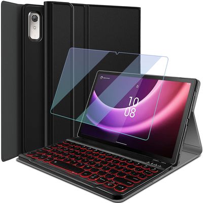 Backlit Keyboard Case for Lenovo Tab P11 2nd Gen 11.5" (TB350FU / TB350XU) 2023 with Screen Protector, Wineecy 7 Colors Light Detachable Wireless Keyboard Folio Cover Case for 11.5 inch Tab P11 Gen 2