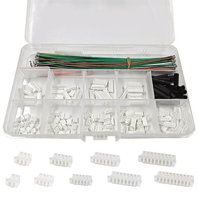 ATMLCOER ZH 1.5MM 140Pcs JST Connector Kit with 100Pcs 28AWG Premium Pre-Crimped Cables, 2/3/4/5/6/7/8/9/10 Pin Housing JST Adapter Cable Connector Plug Terminals