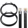 XANHAM RJ12 Cable Short 3 feet Telephone Line Cord with 6P6C Connector Landline Phone Wire for Both in-Wall and Out-Wall Using, Black, 2 Pack, AV06110 view 1