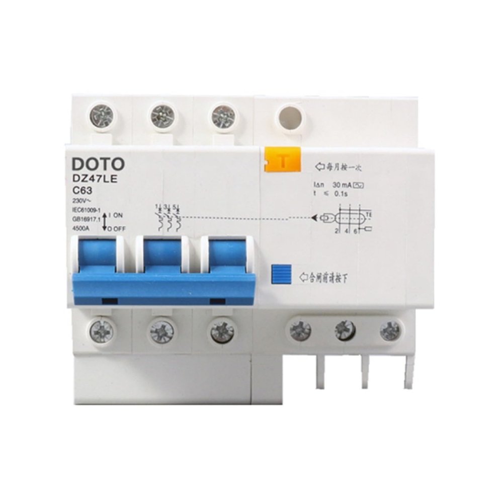 SaNzia DZ47 Small Circuit Breaker 3P Total Electric gate Switch Household Commercial 63A Open Plastic Shell Circuit Breaker (Size : DZ47LE-3P 40A)