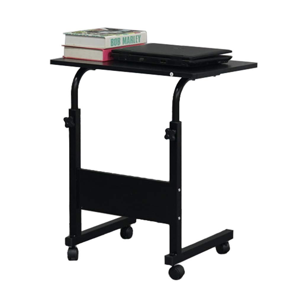 9zH&K Height Adjustable Mobile Laptop Computer Stand Desks, Portable Black Rolling Side Table End Table Over Bed Table Laptop Cart with 4PCs 360 Swivels Wheels, 23.62"x15.75"x28"-37.8"