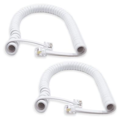 XANHAM Telephone Handset Cords Uncoiled 6.6 feet(Coiled 0.9 feet) with RJ9 4P4C Connectors Cable for Landline Phone, White, 2 Pack, Universally Compatible, AV04704
