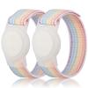 Kids Wristband Compatible with Apple AirTag, Protective Case for Air Tag GPS Tracker Holder with Nylon Bracelet, Adjustable Anti Lost Watch Band for Toddler Child Elder(2PacksRainbowA) view 1