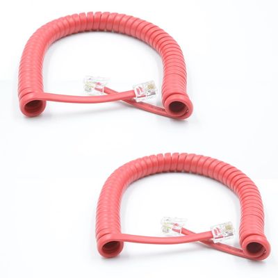 XANHAM Telephone Handset Cords Uncoiled 6.6 feet(Coiled 0.9 feet) with RJ9 4P4C Connectors Cable for Landline Phone, Red, 2 Pack, Universally Compatible, AV04904