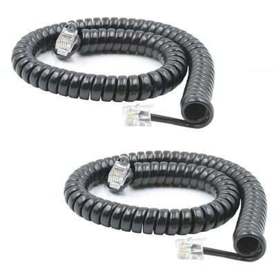 XANHAM Telephone Handset Cords Uncoiled 10 feet(Coiled 1.2 feet) with RJ9 4P4C Connectors Cable for Landline Phone, Black, 2 Pack, Universally Compatible, AV04805