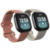 2 Pack Waterproof Bands Compatible with Fitbit Versa 3 / Fitbit Versa 4 / Fitbit Sense/Sense 2 Bands, Classic Soft Sports Replacement Wristbands for Women Men (Large 7.1''-8.7'', Almond/Pink) view 1