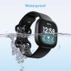 2 Pack Waterproof Bands Compatible with Fitbit Versa 3 / Fitbit Versa 4 / Fitbit Sense/Sense 2 Bands, Classic Soft Sports Replacement Wristbands for Women Men (Large 7.1''-8.7'', Dark Blue/Dark Green) view 2