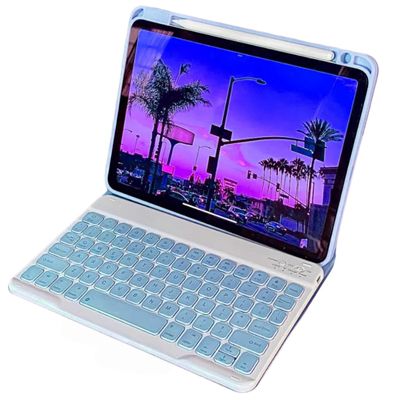 AnMengXinLing for iPad 11th(A16)/10th Generation Case with KeyboardSlim Candy Wireless Detachable Keyboard Case with Pencil Holder, Blue