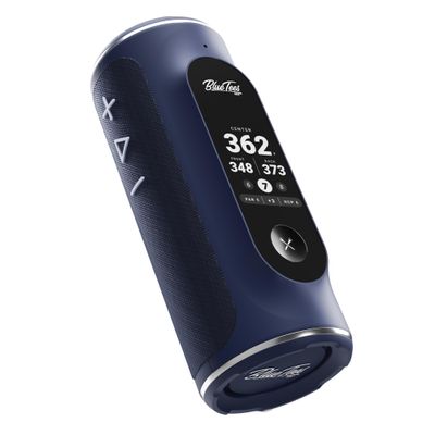 Blue Tees Golf Player+ AI-Powered GPS Speaker - Touchscreen Display, 10+ Hour Battery, 40,000+ Courses, Visual & Audible Distances, Hazard Detection, IPX7 Waterproof (Navy)