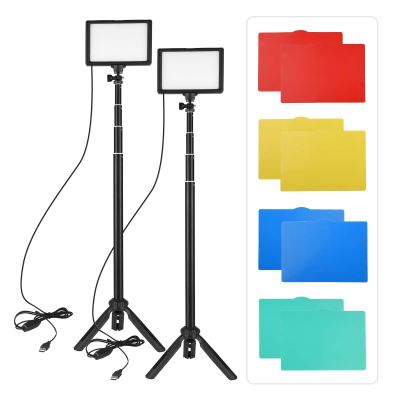 2pcs USB LED Video Light Kit Photography Lighting 3200K-5500K 120pcs Beads 14-Level Dimmable