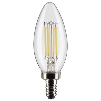 Satco S21827, 5.5 Watt, B11, Clear, Candelabra Base, 2700K, 500 Lumens, 120 Volt, LED Bulb - 2 Pack