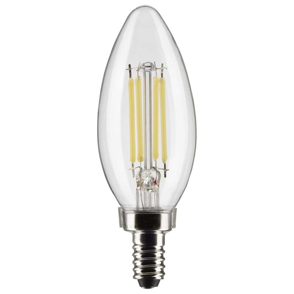 Satco S21827, 5.5 Watt, B11, Clear, Candelabra Base, 2700K, 500 Lumens, 120 Volt, LED Bulb - 2 Pack