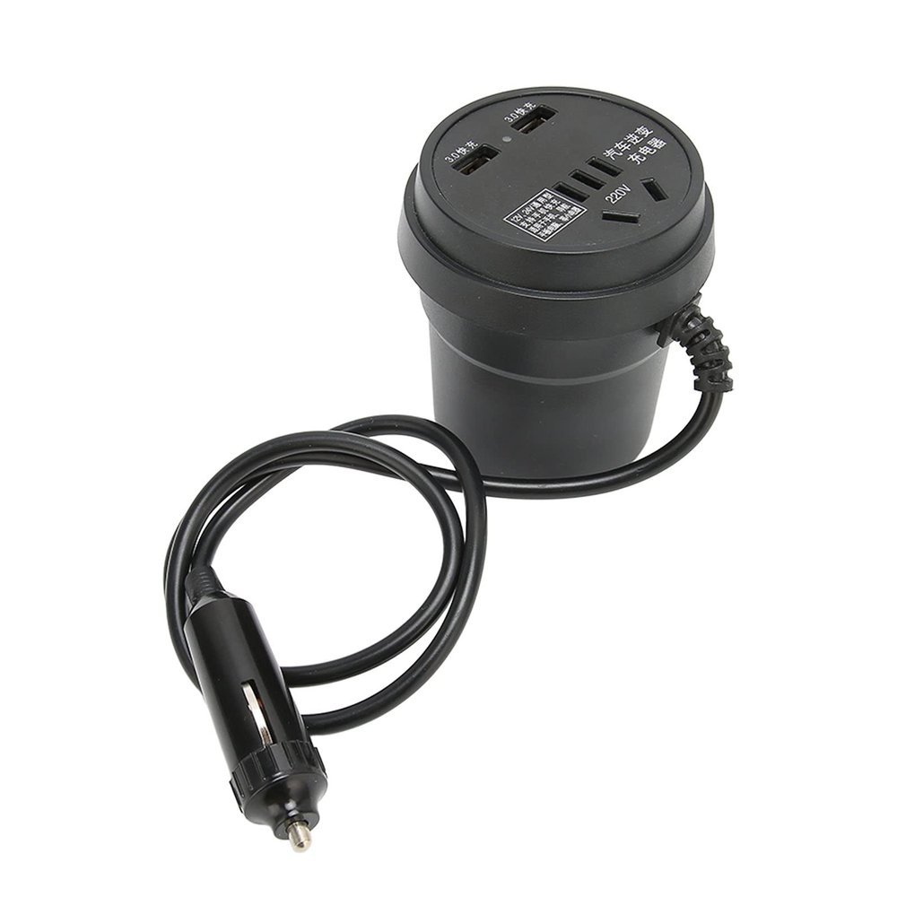 150W DC 12 24V to AC 110 220V Converter, Black Car Inverter, 2 USB Port Power Adapter for Automobile