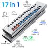 Powered USB Hub 10Gbps, 17 Ports 96W USB 3.2 Hub(10 USB-A 3.2 Ports+3 QC 24W Fast Charging Ports+2 USB-C 3.2 Ports+SD/TF Card Reader), 12V/8A Power Adapter for Laptop, PC, Computer, HDD,Flash Drive view 2