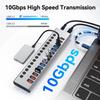 Powered USB Hub 10Gbps, 17 Ports 96W USB 3.2 Hub(10 USB-A 3.2 Ports+3 QC 24W Fast Charging Ports+2 USB-C 3.2 Ports+SD/TF Card Reader), 12V/8A Power Adapter for Laptop, PC, Computer, HDD,Flash Drive view 3