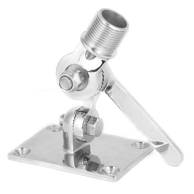 Marine VHF Antenna Base, Marine VHF Stainless Steel Talkie Antenna Adjustable Base Bracket Holder Marine Interphone Base