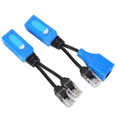 2pcs Splitter RJ45 Combiner POE Adapter Connectors Power Cable Kit, Works with IP Security Cameras, Access Points, 30-40m