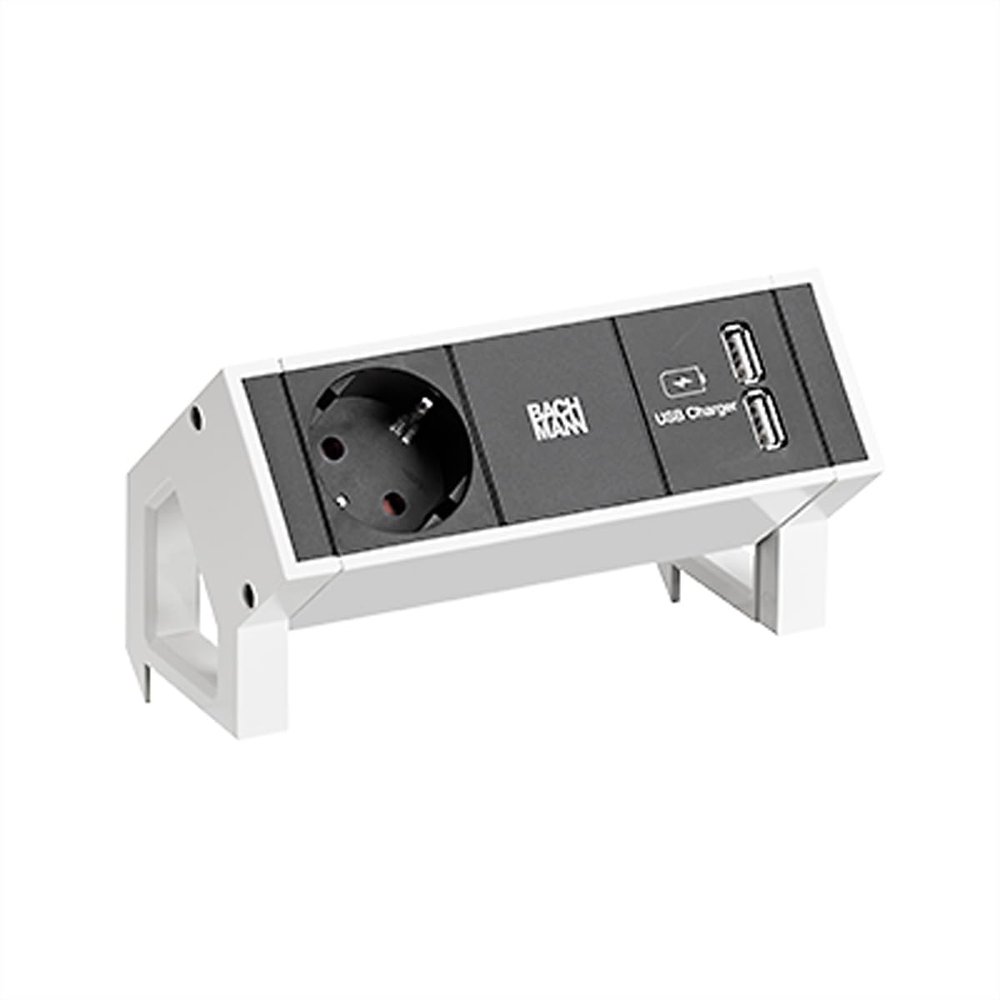 1 x Earthing Contact Socket, 1 x USB White BACHMANN 902380