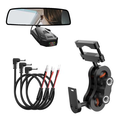 SDSACZMU Radar Detector Mount,Rearview Mirror Rod Radar Mounting Bracket+Rearview Mirror Hard Wire Power Cord kit16,with Inline Fuse (for Cobra Radar Detector)