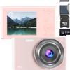 eDealz 44MP Digital Camera - Compact Point & Shoot with 32GB SD Card, 16X Digital Zoom, 2.4 Inch Screen - Vlogging Camera for Teens & Seniors (Pink) view 1