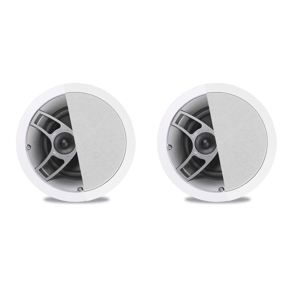 Polk Audio MC60 2-Way in-Ceiling 6.5" Speakers, 1 Pair (2 Speakers) | Perfect for Damp and Humid Indoor/Enclosed Areas | Bathrooms, Kitchens, Patios (White, Paintable-Grille) (2 Speakers)