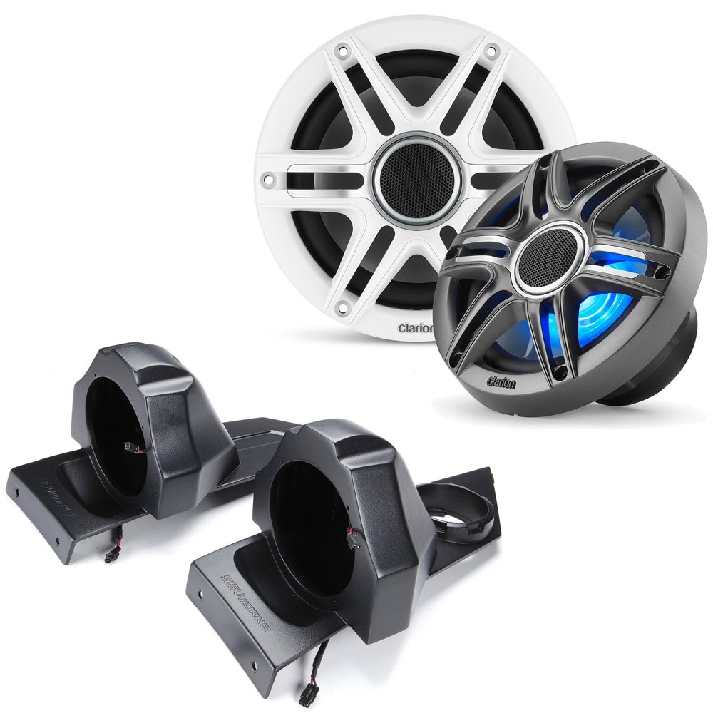 Clarion Marine Premium 6.5-inch RGB LED Speakers and SSV Works SS-B65U Polaris Slingshot Rear Speaker Pods